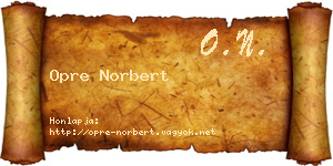 Opre Norbert névjegykártya
